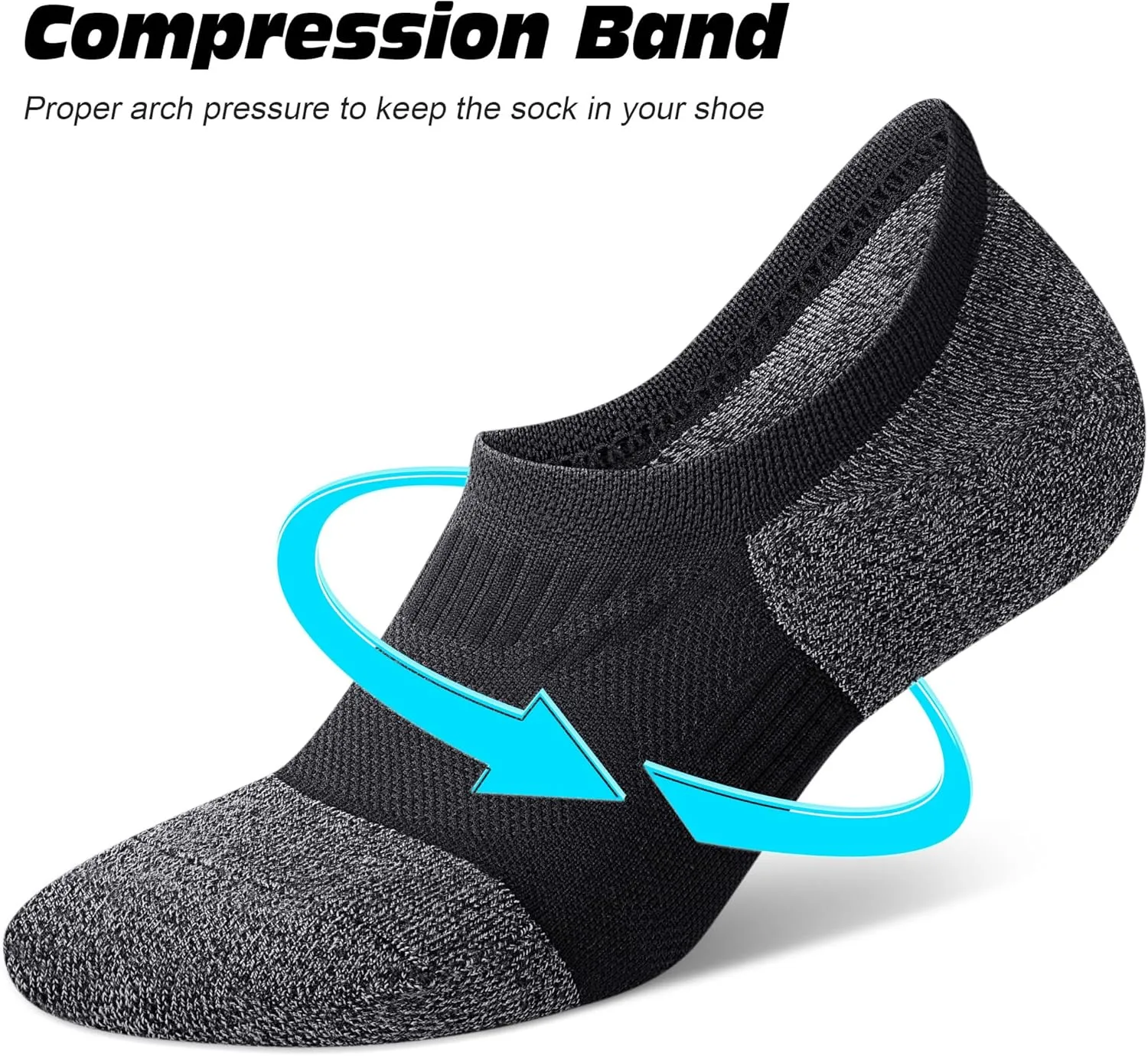 Gonii No Show Socks Men and Women - Running Athletic Compression Low Ankle Socks 5-6 Pairs