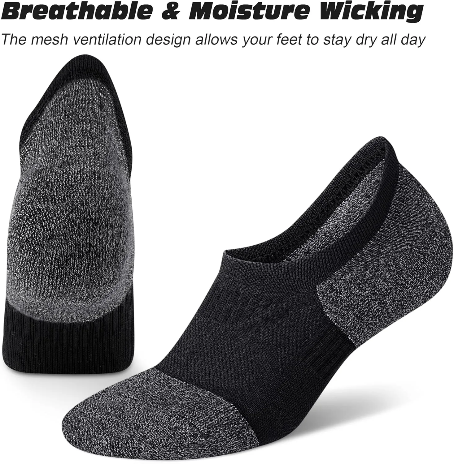 Gonii No Show Socks Men and Women - Running Athletic Compression Low Ankle Socks 5-6 Pairs
