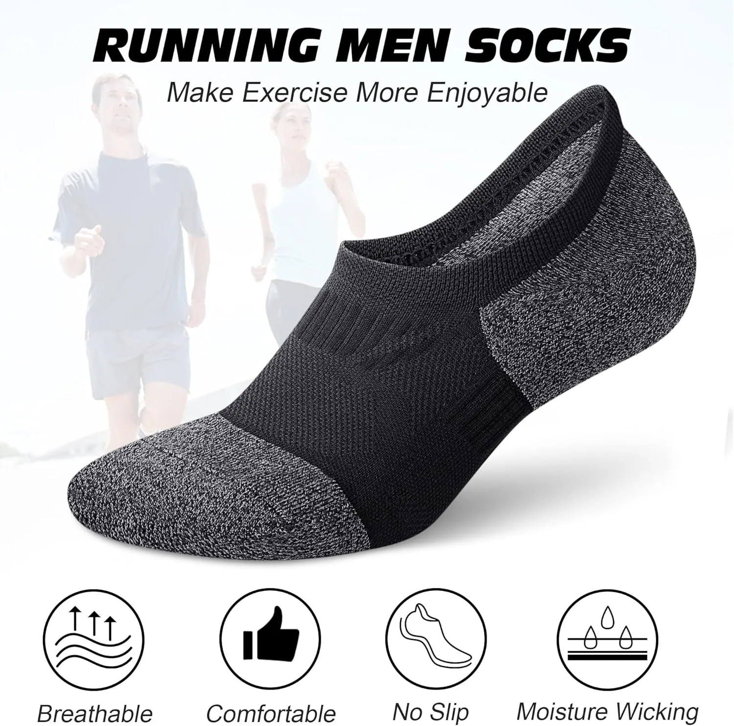 Gonii No Show Socks Men and Women - Running Athletic Compression Low Ankle Socks 5-6 Pairs