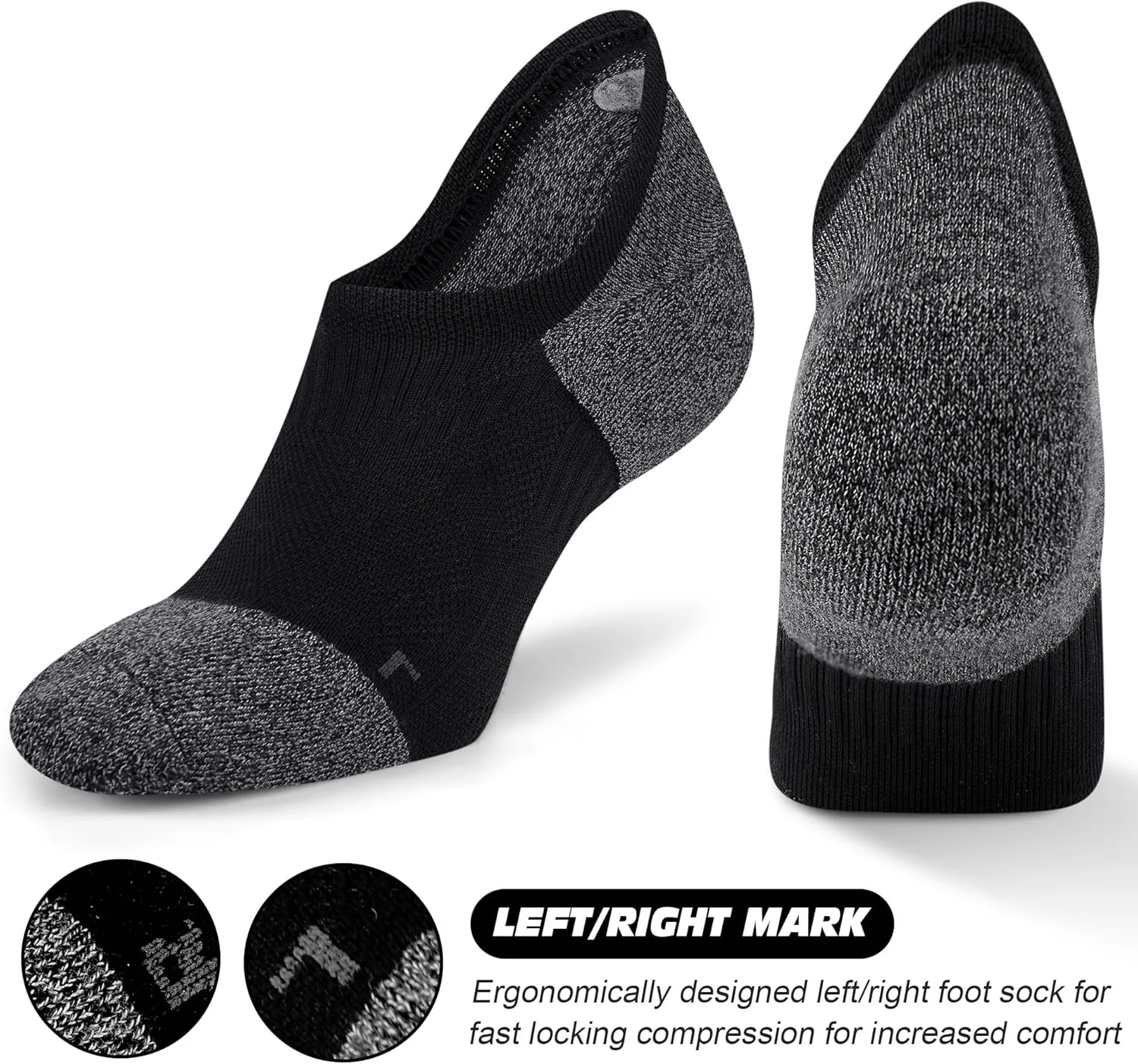 Gonii No Show Socks Men and Women - Running Athletic Compression Low Ankle Socks 5-6 Pairs