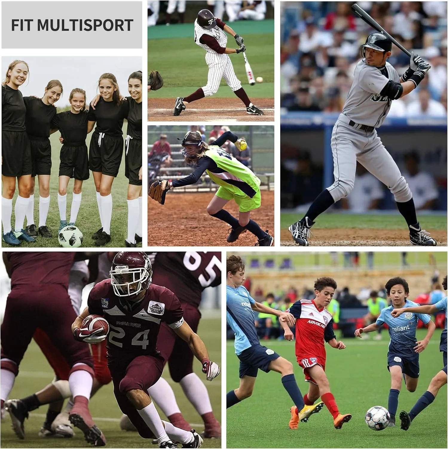 GRAPMKTG 3 Pack Soccer Baseball Softball Socks for Youth Women and Men Knee High Football Socks for Boys Girls