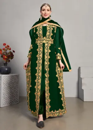 Green Pant Style Jacket Georgette Anarkali Suit