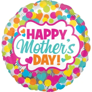 Happy Mothers Day Dots & Hearts Foil Balloon