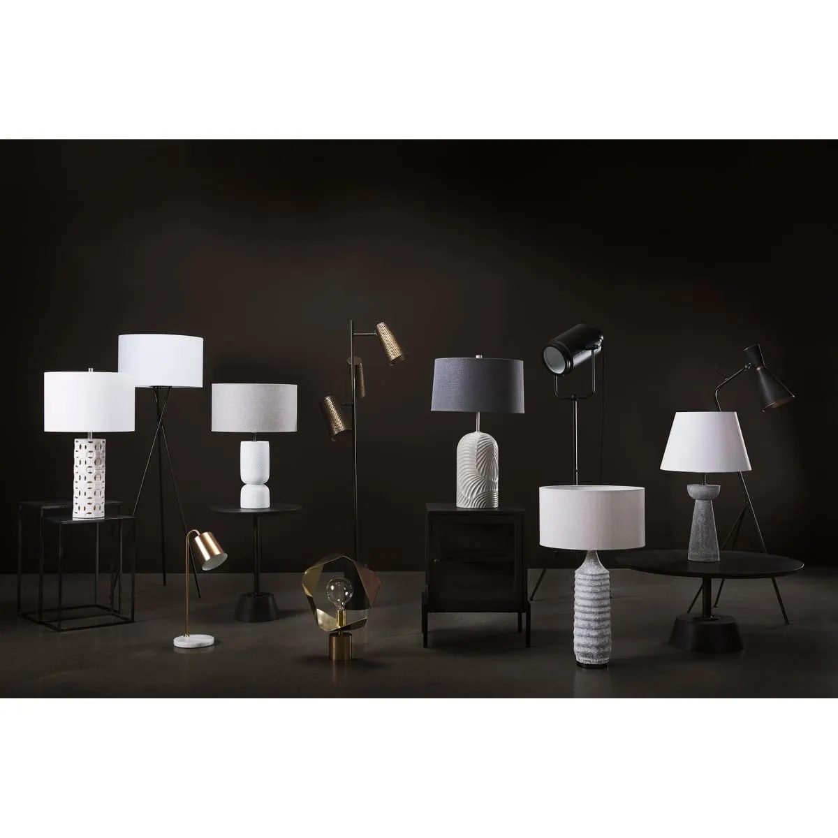 Harlan Table Lamp Gray Concrete | Beige Shade