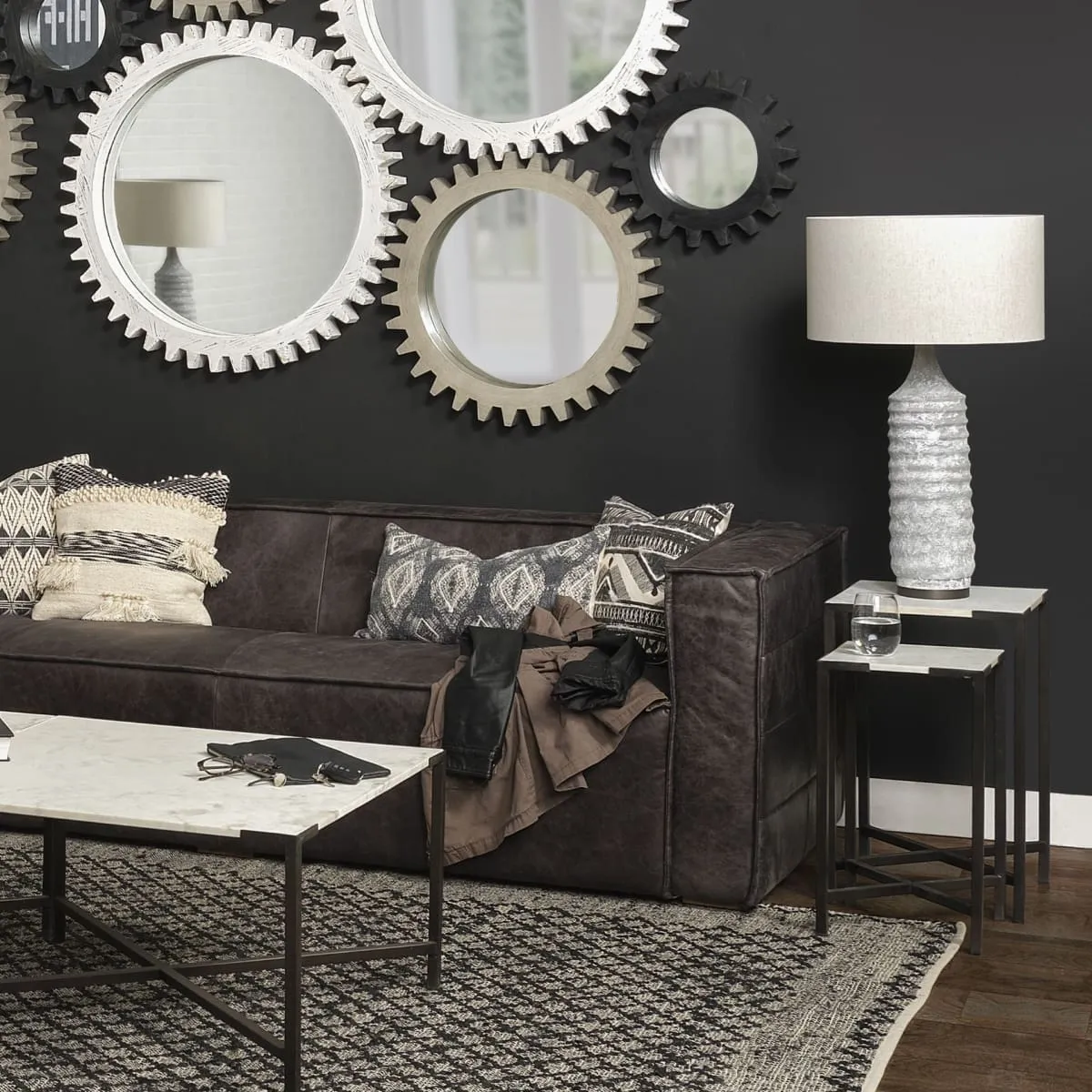 Harlan Table Lamp Gray Concrete | Beige Shade