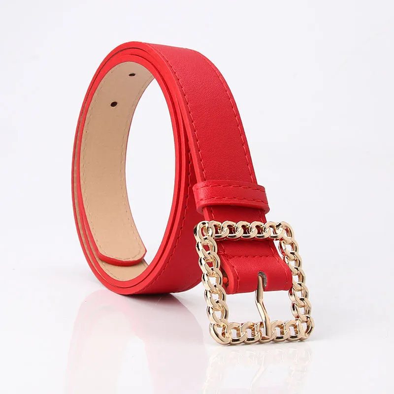Hollow Square Buckle Decorative Belt Student All-Match Trouser Belt Women's Fashion Belt