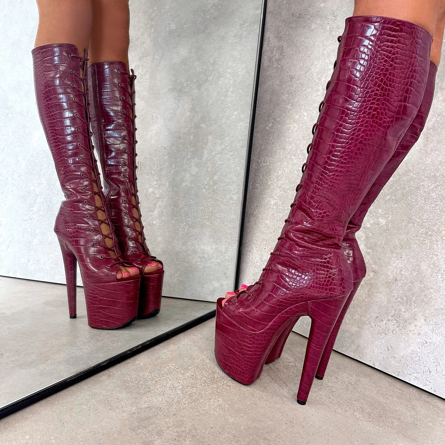 I Don’t Bite - Knee Boot Open Toe - 8INCH