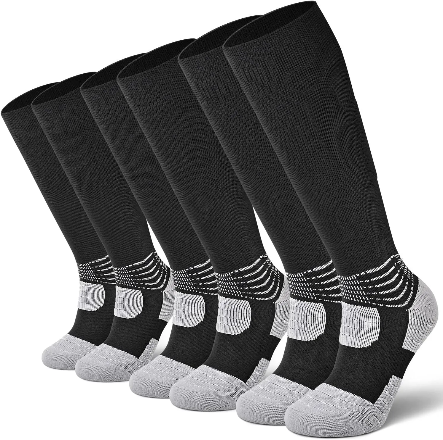 IRAMY Compressive Soccer Socks Ankle Compression Support Coolmax Wicking Anti-Slip Football Baseball Softball 1/2/3 Packs