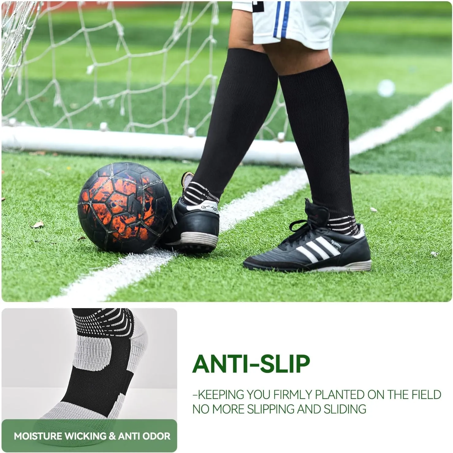 IRAMY Compressive Soccer Socks Ankle Compression Support Coolmax Wicking Anti-Slip Football Baseball Softball 1/2/3 Packs