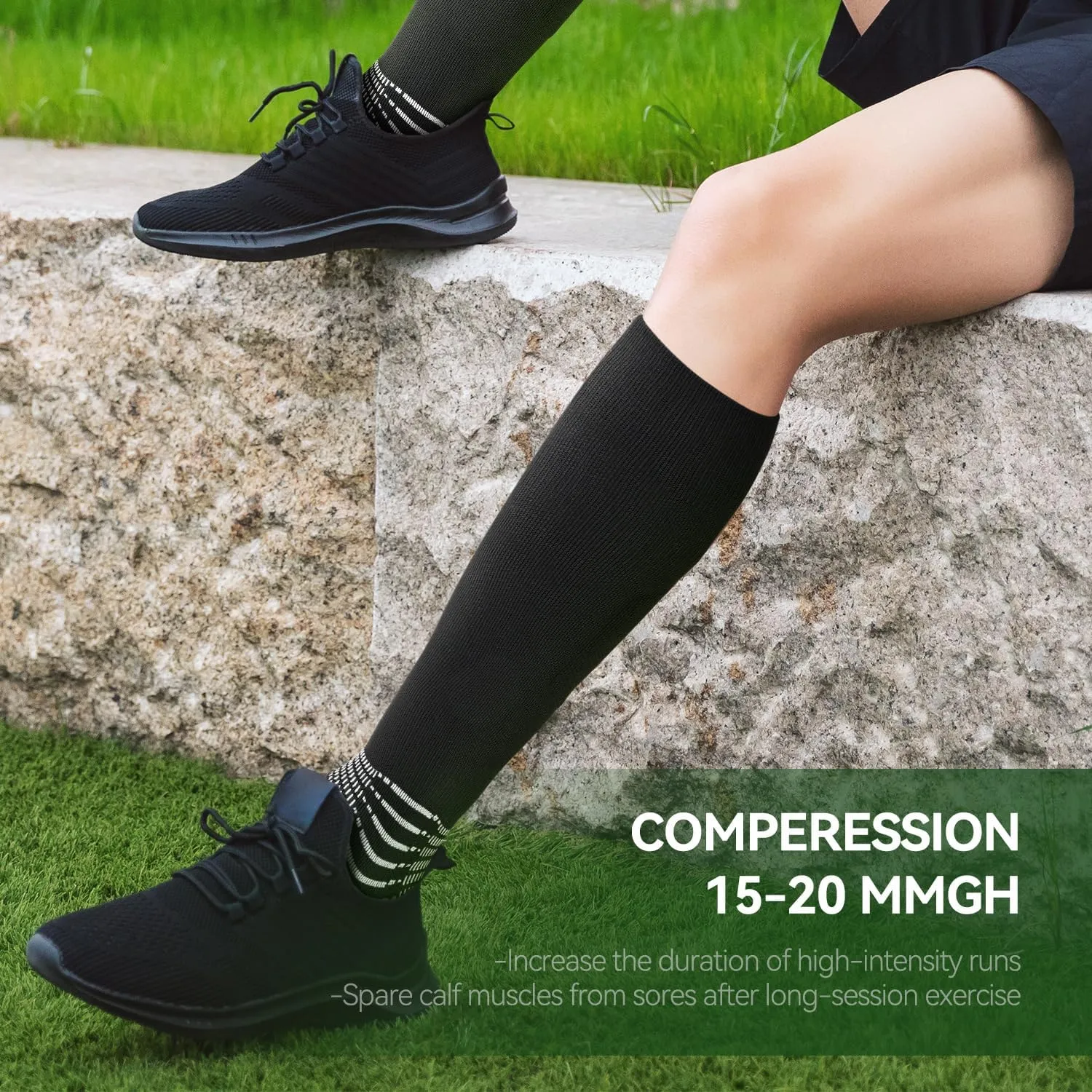 IRAMY Compressive Soccer Socks Ankle Compression Support Coolmax Wicking Anti-Slip Football Baseball Softball 1/2/3 Packs