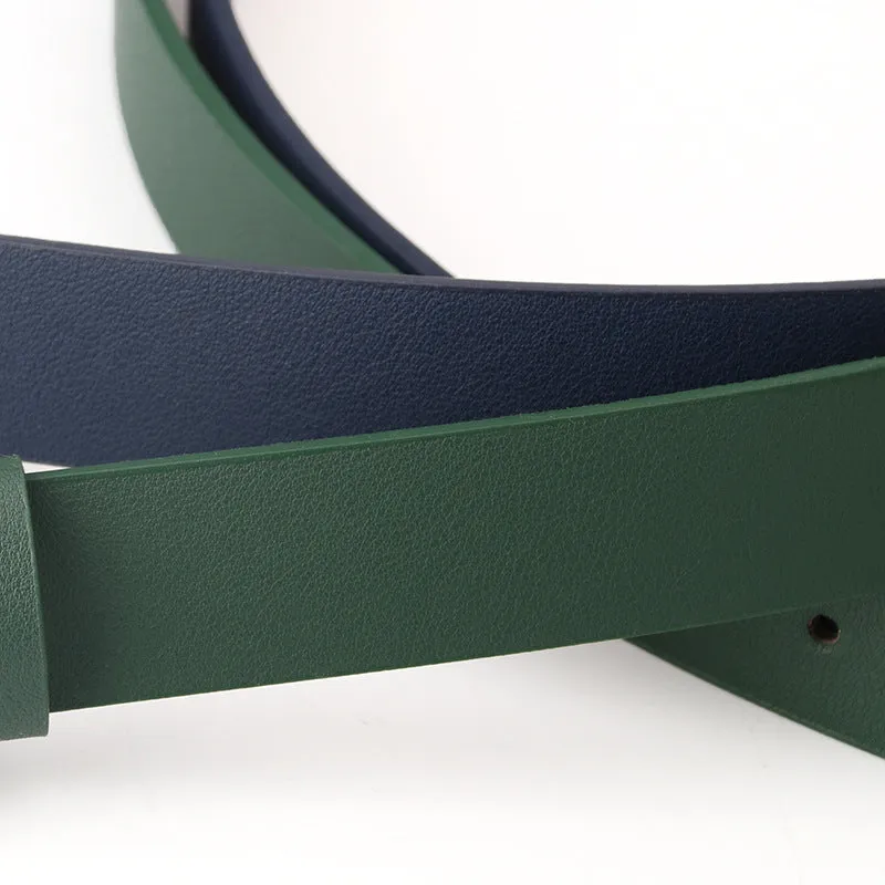 Jeans Pu Belt Fashion round Buckle Pattern All-Match Dress Decorative Belt