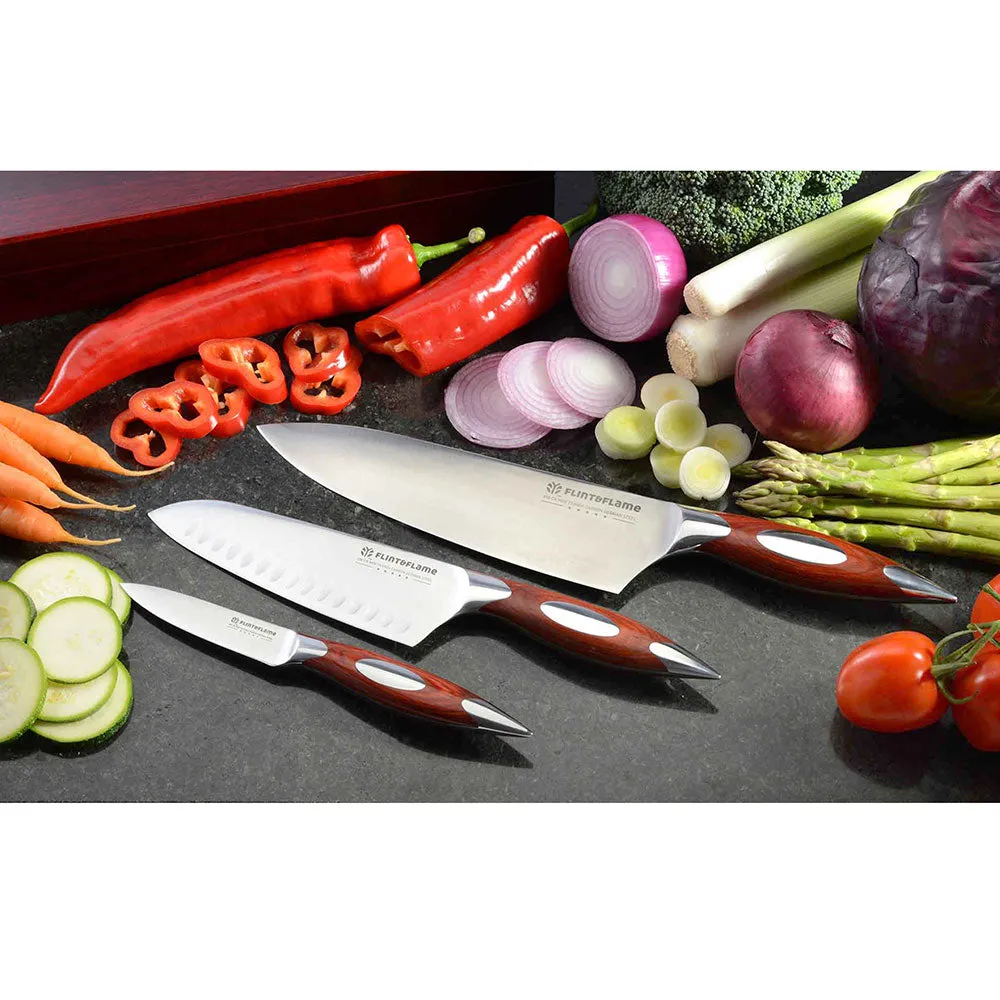 Kitchen Chef Knife Set Three Piece by Flint and Flame