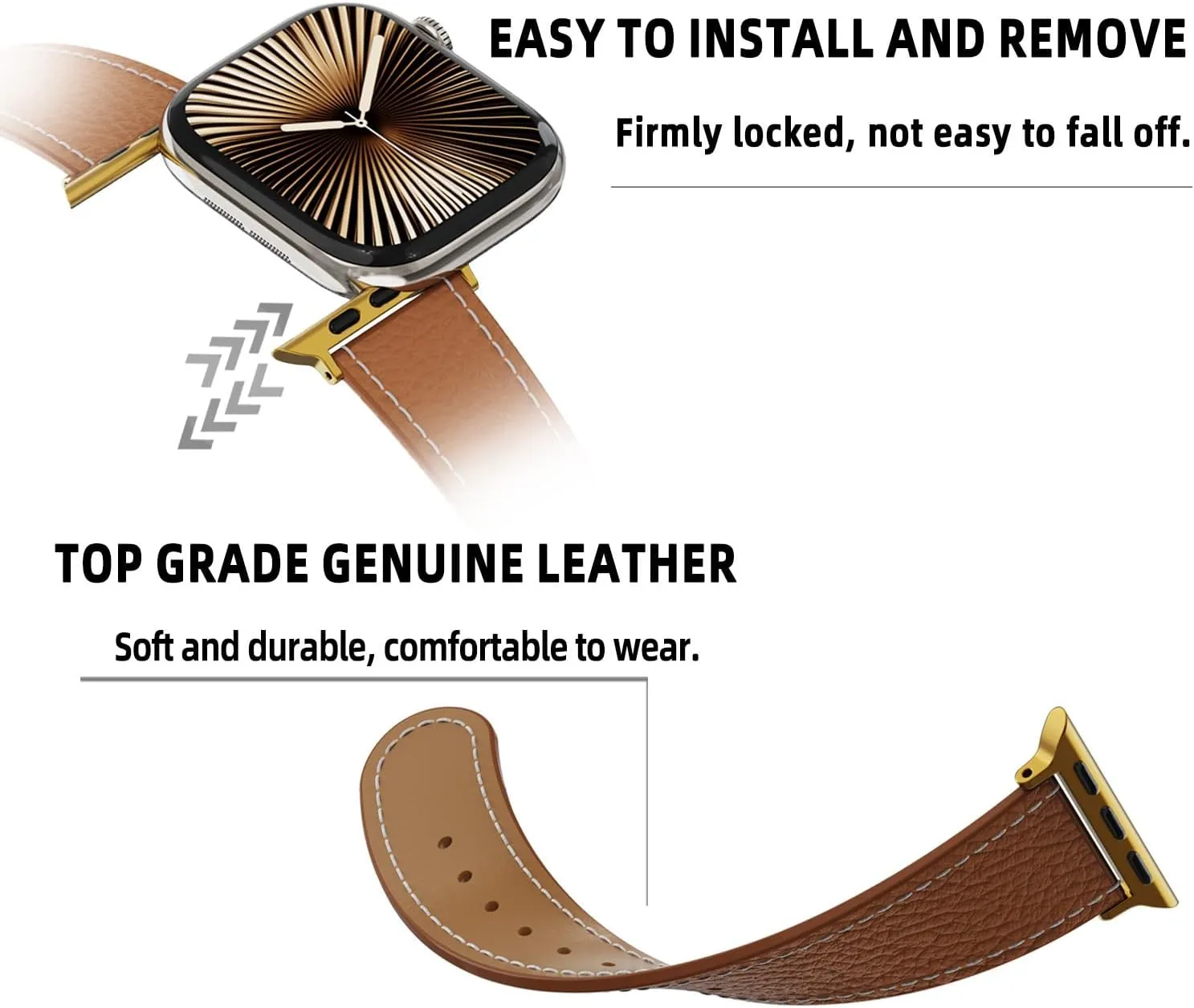Leather Magnetic Watch Band Compatible with Apple Watch Ultra 49mm 46mm 45mm 44mm 42mm 41mm 40mm 38mm, Designer Replacement Strap for Women Men iWatch Series 9/8/7/6/5/4/3/2/1/SE/Ultra 2