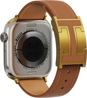 Leather Magnetic Watch Band Compatible with Apple Watch Ultra 49mm 46mm 45mm 44mm 42mm 41mm 40mm 38mm, Designer Replacement Strap for Women Men iWatch Series 9/8/7/6/5/4/3/2/1/SE/Ultra 2