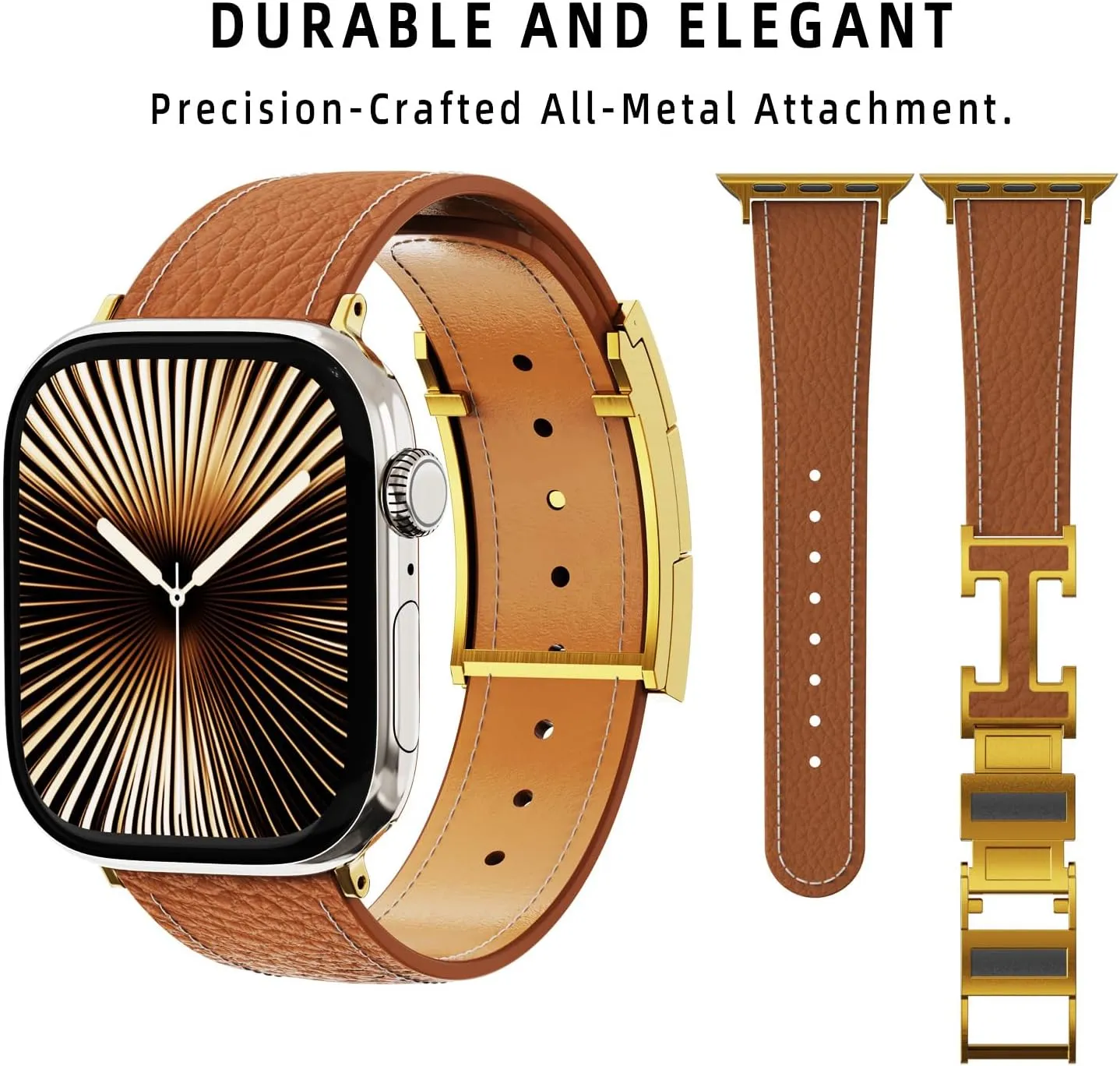 Leather Magnetic Watch Band Compatible with Apple Watch Ultra 49mm 46mm 45mm 44mm 42mm 41mm 40mm 38mm, Designer Replacement Strap for Women Men iWatch Series 9/8/7/6/5/4/3/2/1/SE/Ultra 2