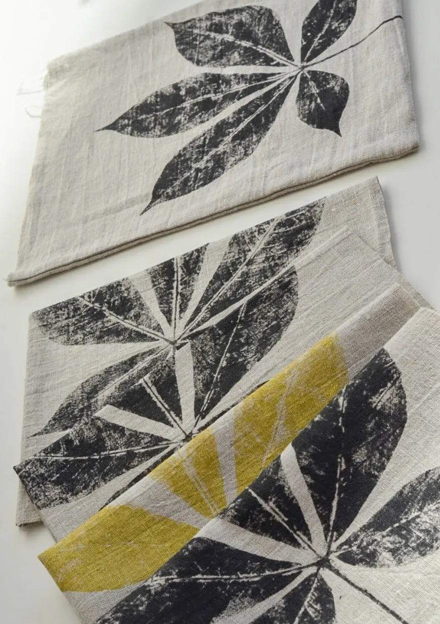 Linen Creeper Leaf Placemat in Natural - Set of 4 with bag