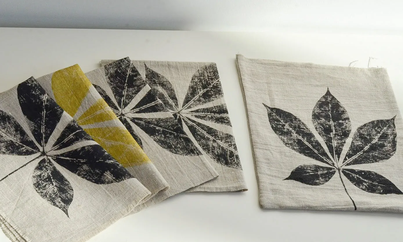 Linen Creeper Leaf Placemat in Natural - Set of 4 with bag