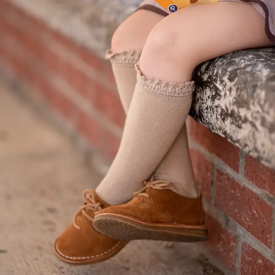 Little Stocking Co  | Knee High Lace Top Knit Socks 6 Pack ~ Basics & Neutrals