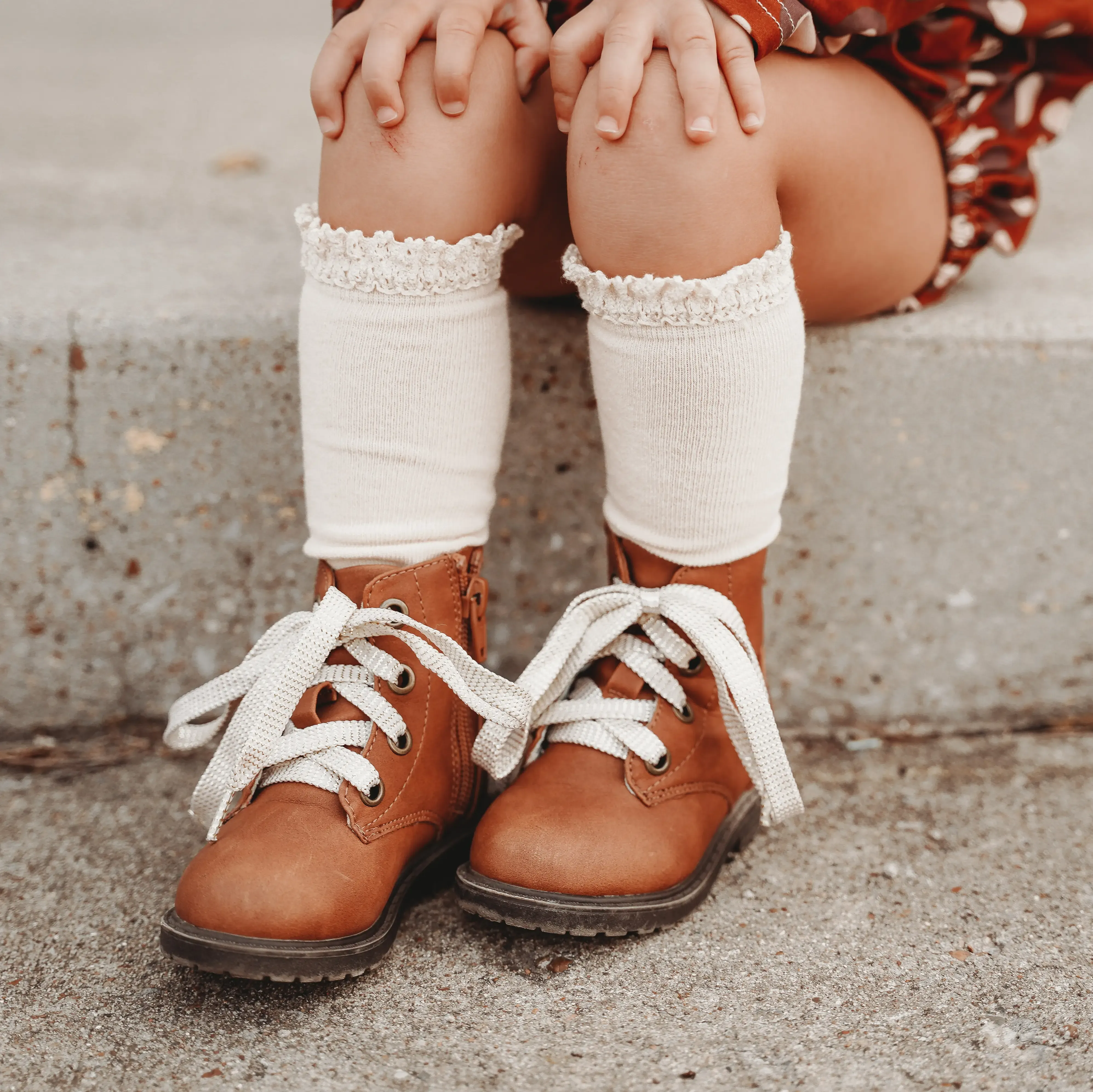 Little Stocking Co  | Knee High Lace Top Knit Socks 6 Pack ~ Basics & Neutrals