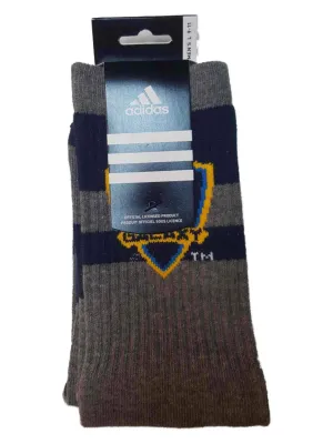 Los Angeles Galaxy Adidas Charcoal Gray with Navy Stripes Men's Crew Socks (L)
