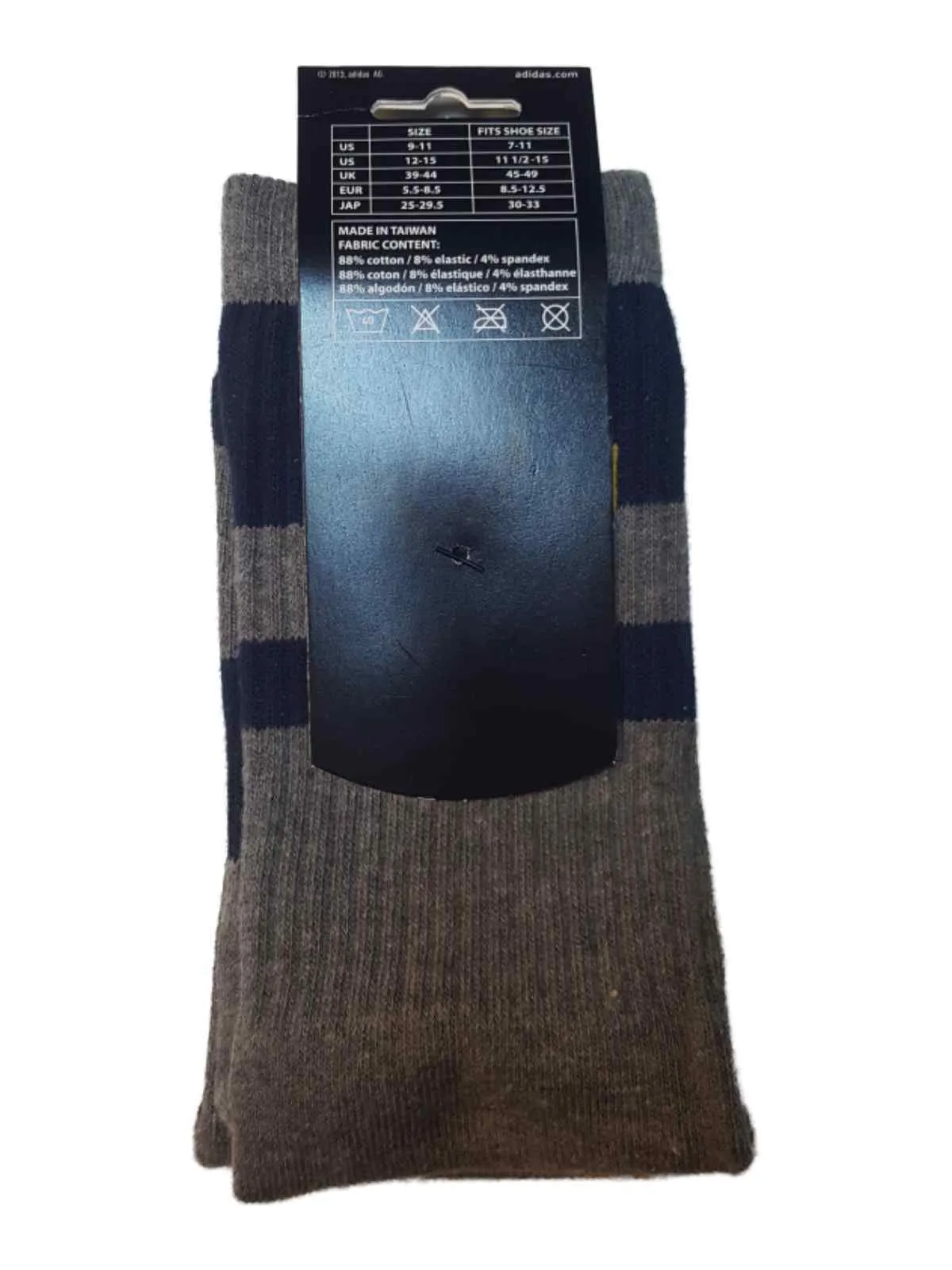 Los Angeles Galaxy Adidas Charcoal Gray with Navy Stripes Men's Crew Socks (L)