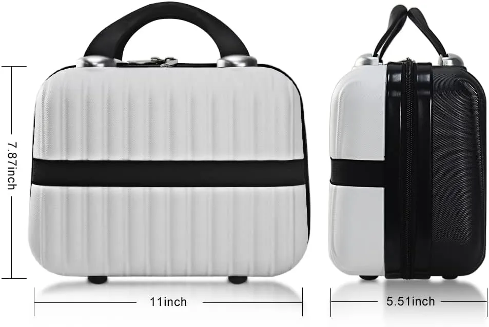 Makeup Travel Case 11 inch Hard Shell Cosmetic Organizer Bag Small Portable Make up Train Hand Luggage with Elastic Strap ABS Mini Suitcase Gifts for Her.