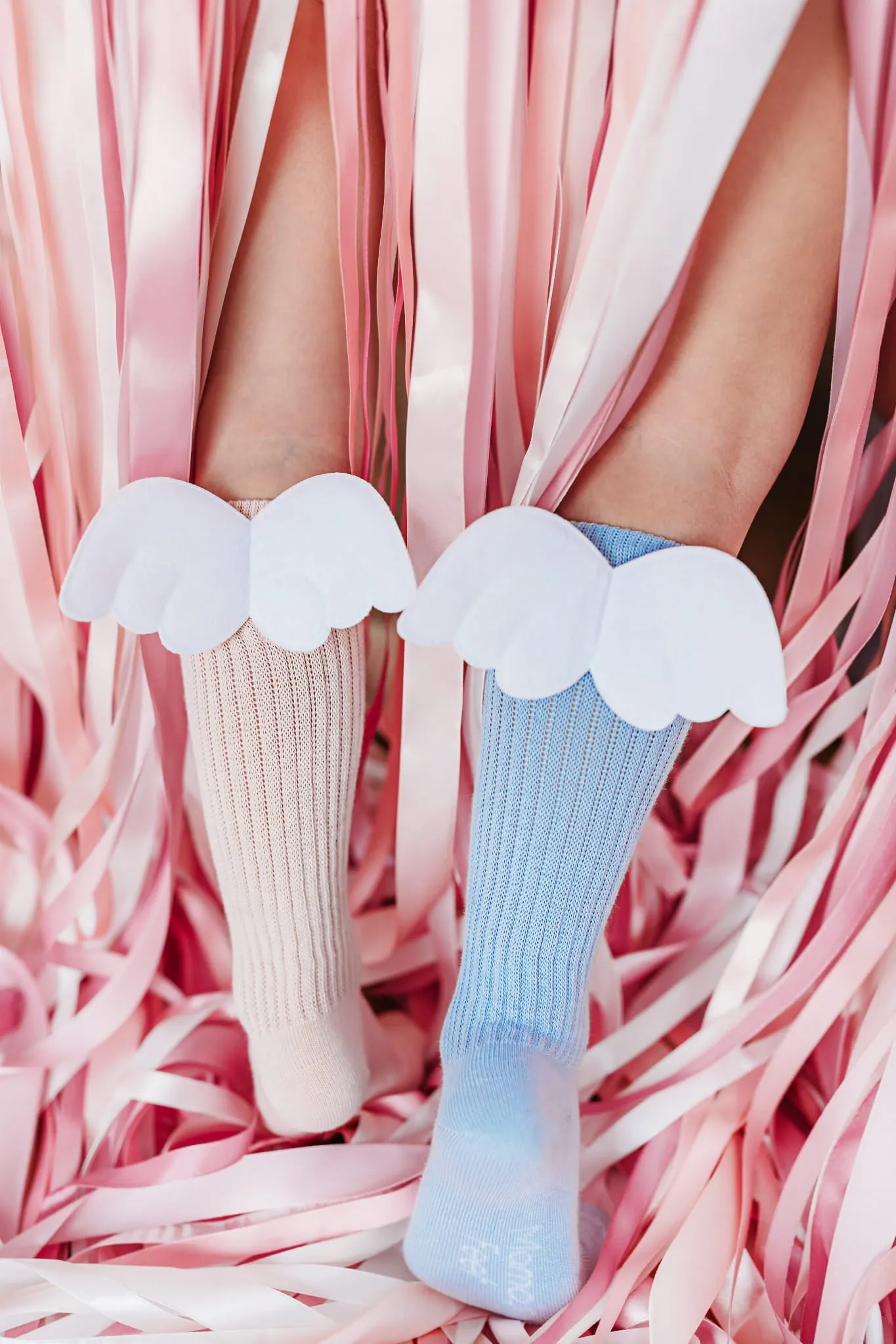 Mama's Feet Children's Knee-High Socks with wings - Blue Angels