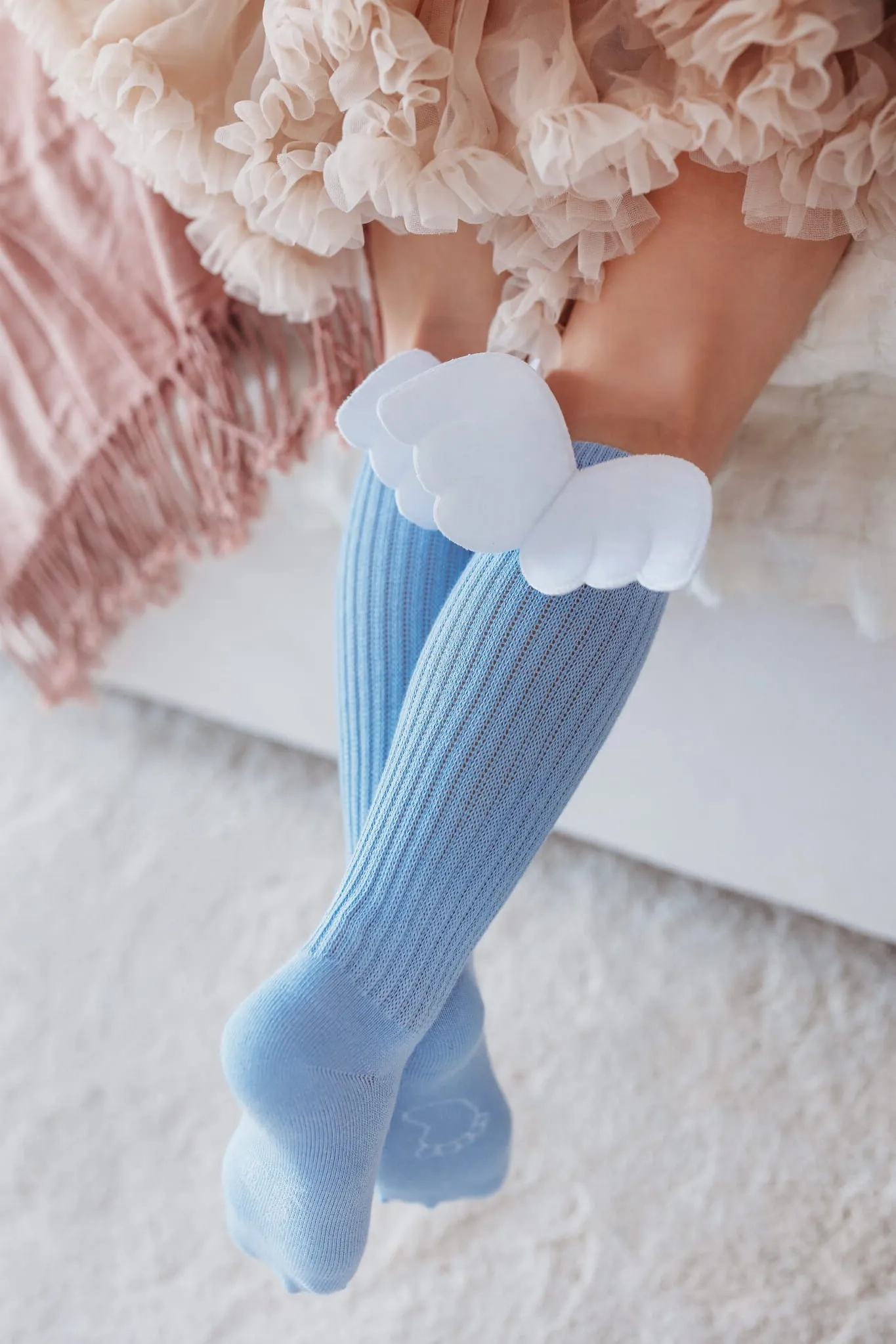 Mama's Feet Children's Knee-High Socks with wings - Blue Angels