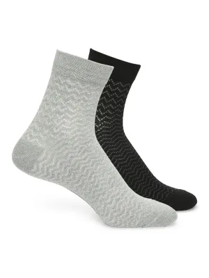Men Premium Black & Grey Melange Ankle Length Socks - Pack Of 2- Underjeans By Spykar