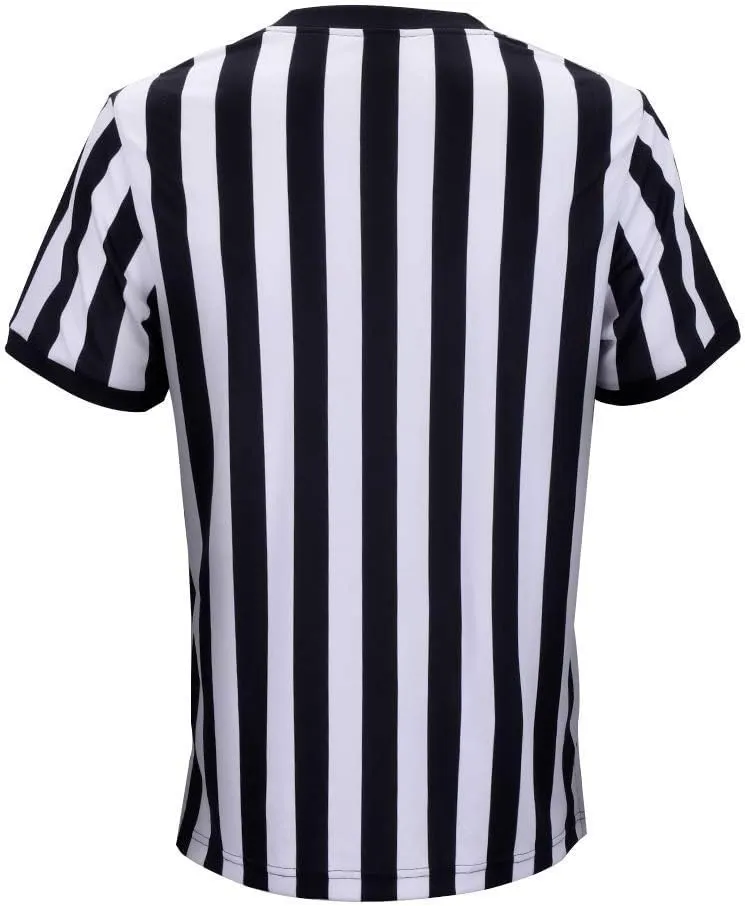 Men Referee Shirt, Black & White Stripe Referee/Umpire Jersey V-Neck Referee Uniform Basketball, Football, & Soccer