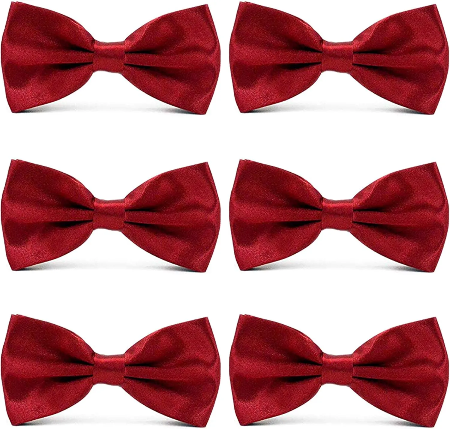 Men's Bowties Formal Satin Solid - 6/12 Pack Bow Ties Pre-tied Adjustable Ties for Men Many Colors Option in bulk