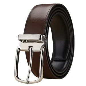 Men's Leather Belt Men's Pin Buckle Belt Double-Sided Preferred Pant Belt