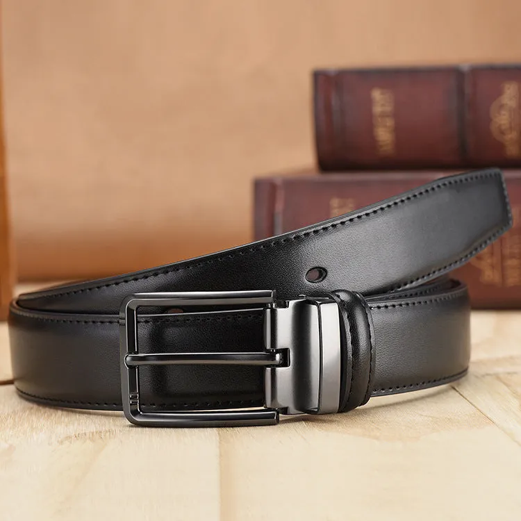 Men's Leather Belt Men's Pin Buckle Belt Double-Sided Preferred Pant Belt