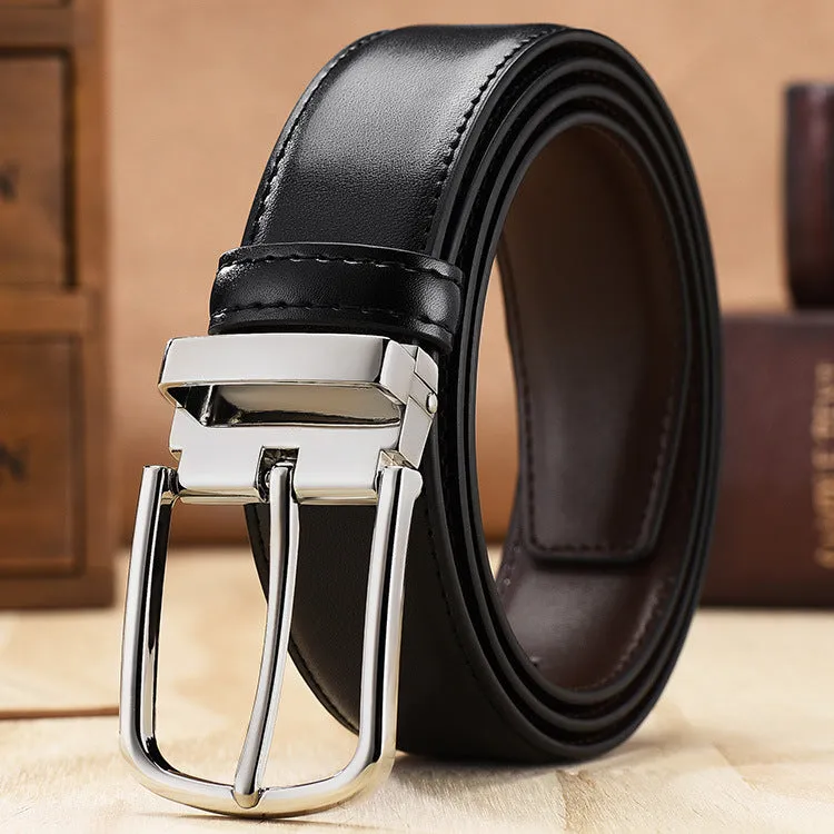 Men's Leather Belt Men's Pin Buckle Belt Double-Sided Preferred Pant Belt