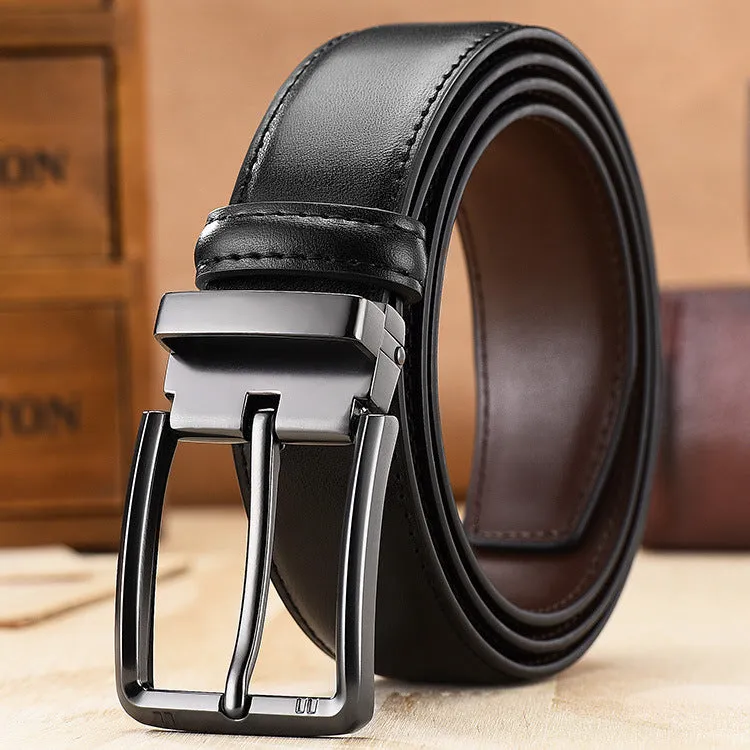 Men's Leather Belt Men's Pin Buckle Belt Double-Sided Preferred Pant Belt