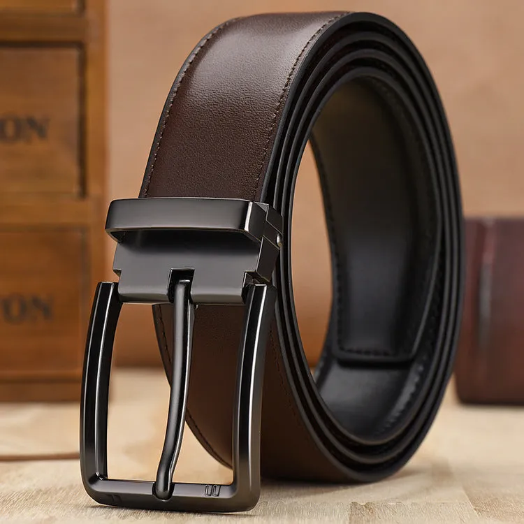 Men's Leather Belt Men's Pin Buckle Belt Double-Sided Preferred Pant Belt