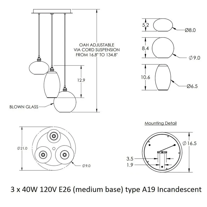 Misto Round Multi-Light Pendant Light