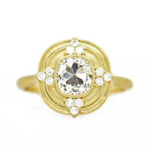 Old Mine Cut Diamond Engagement Ring - "Thea Halo"