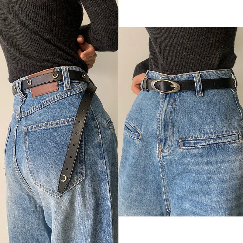Old Moon Punk Belt Handmade Genuine Leather Neutral Ins Style Decorative Belt Women