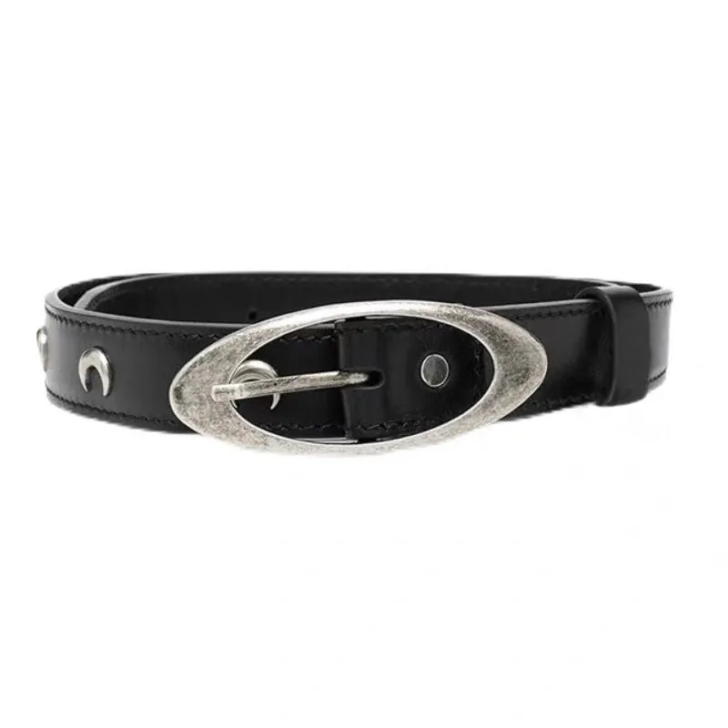 Old Moon Punk Belt Handmade Genuine Leather Neutral Ins Style Decorative Belt Women