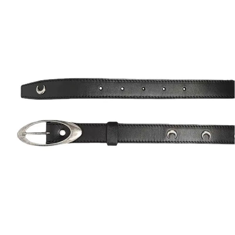 Old Moon Punk Belt Handmade Genuine Leather Neutral Ins Style Decorative Belt Women