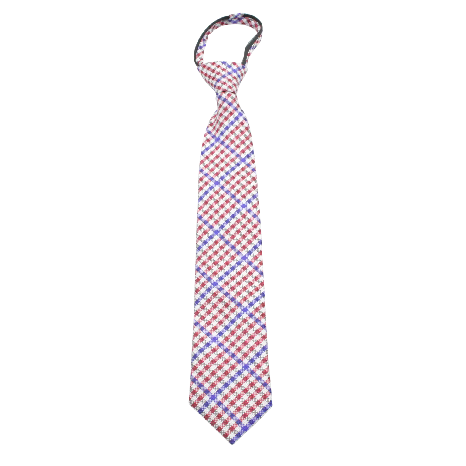 Patriot - Red, White, and Blue Gingham Patterned Kids Zipper Tie