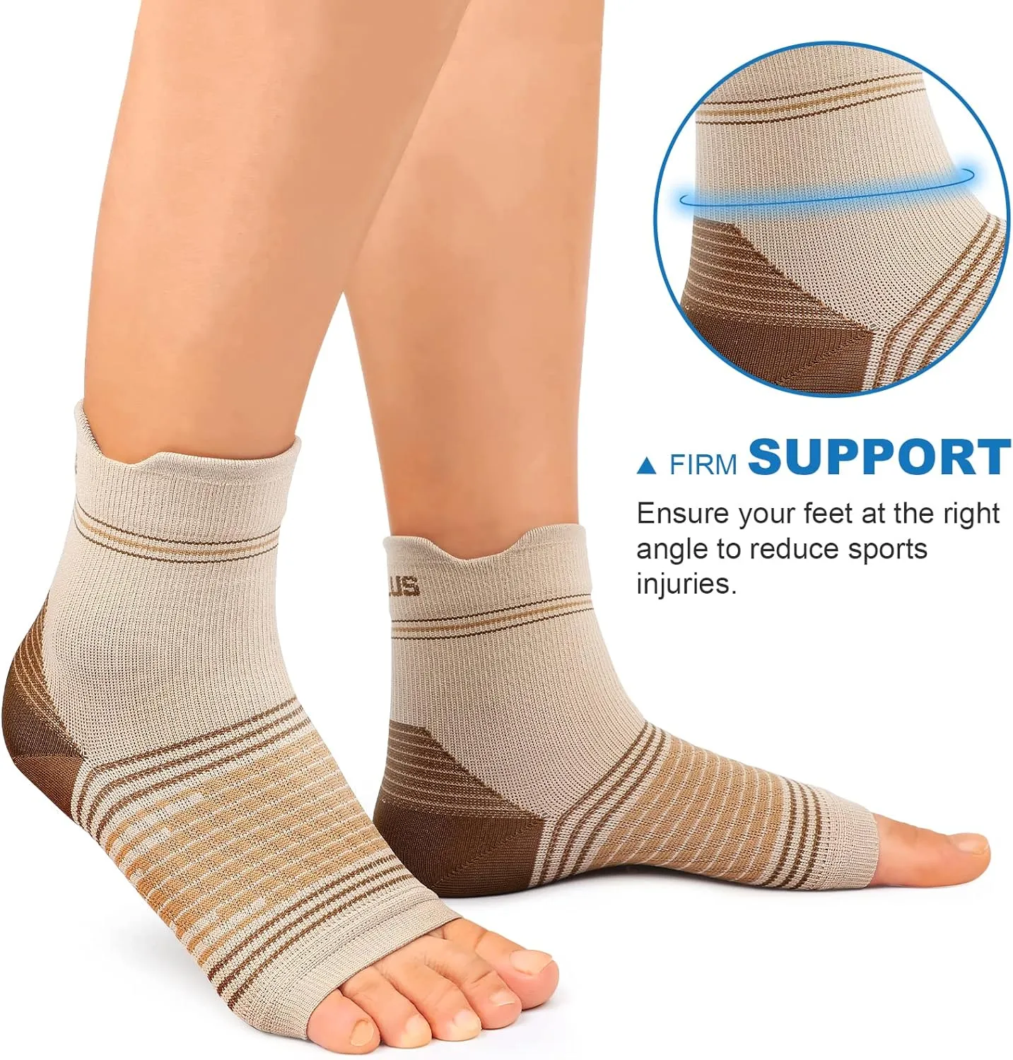 Plantar Fasciitis Sock (6 Pairs) for Men and Women, Compression Foot Sleeves with Arch and Ankle Support (Black, Nude, Navy, Large)