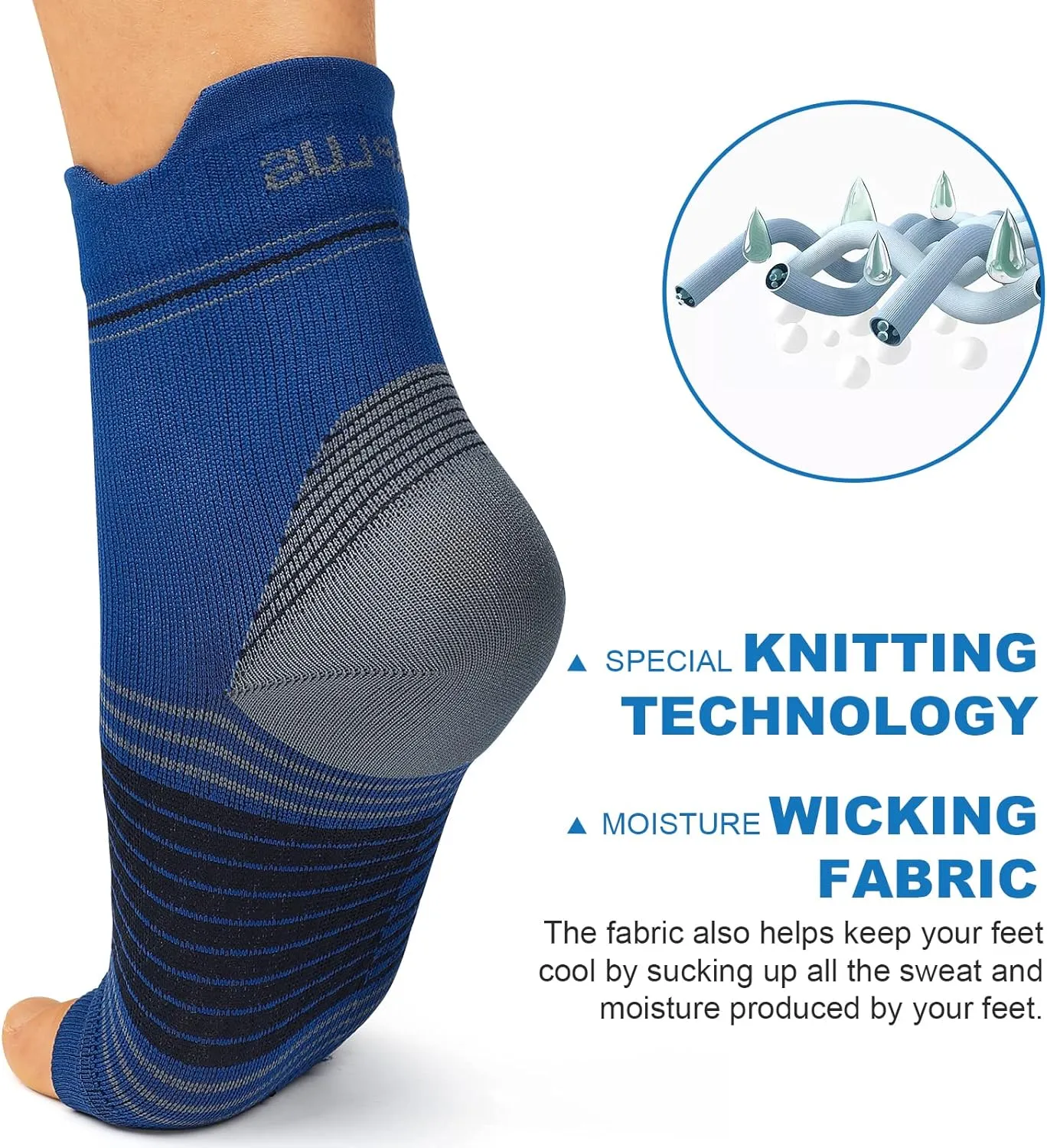 Plantar Fasciitis Sock (6 Pairs) for Men and Women, Compression Foot Sleeves with Arch and Ankle Support (Black, Nude, Navy, Large)