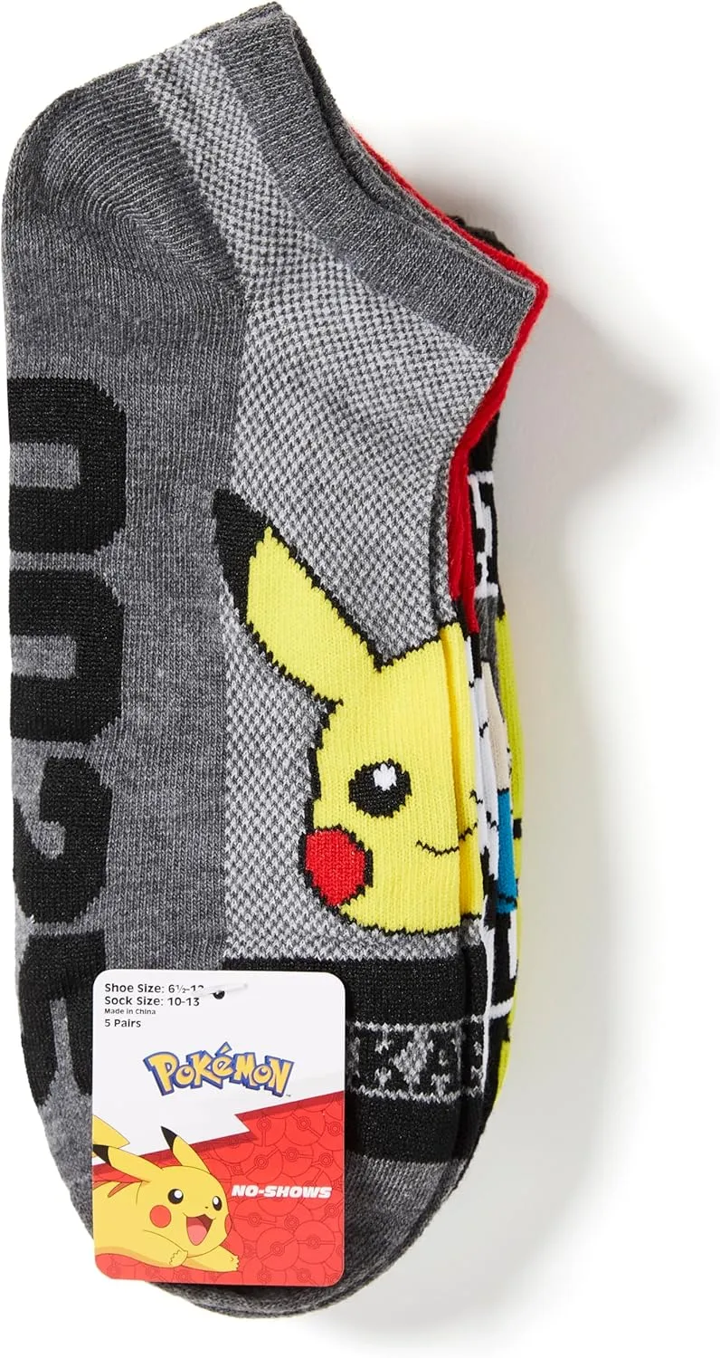 Pokemon Men's 5 Pack No Show Ankle Socks