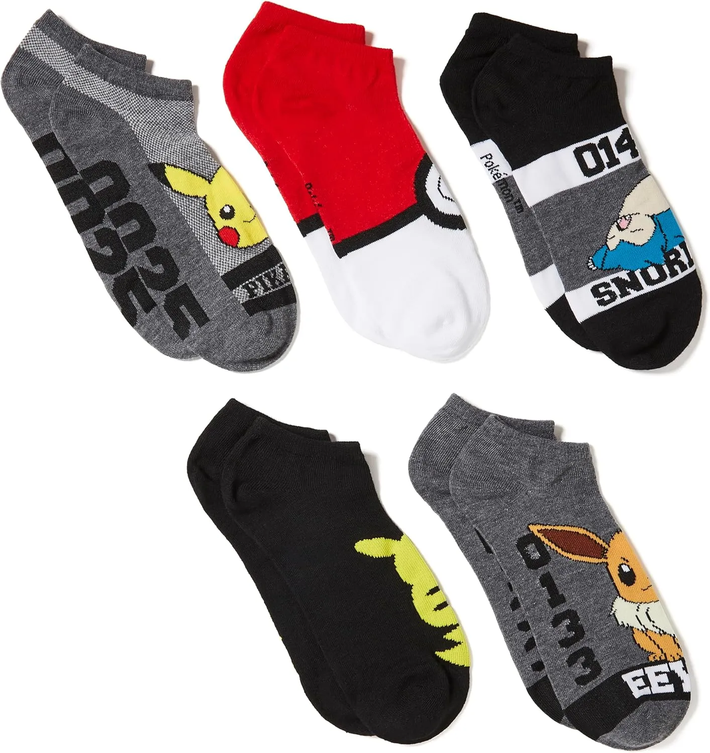 Pokemon Men's 5 Pack No Show Ankle Socks