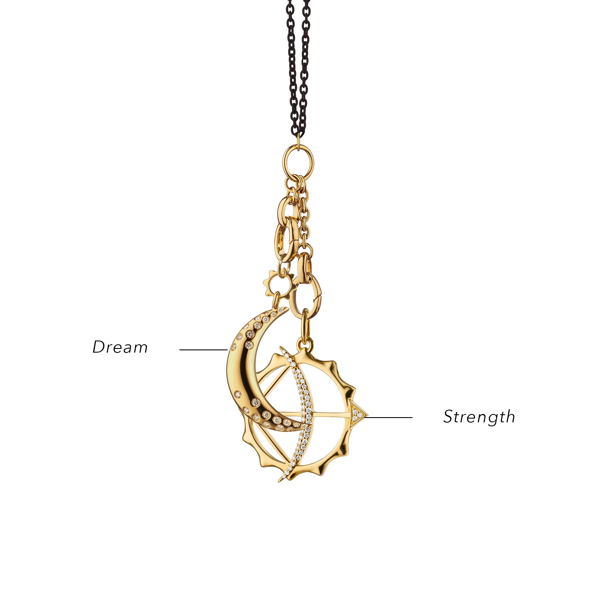 "Dream" Moon and "Apollo" Charm Necklace