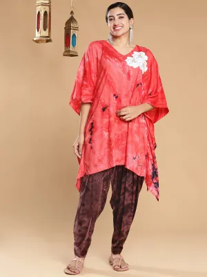 Red Rayon TieDyeKurta - Ruby