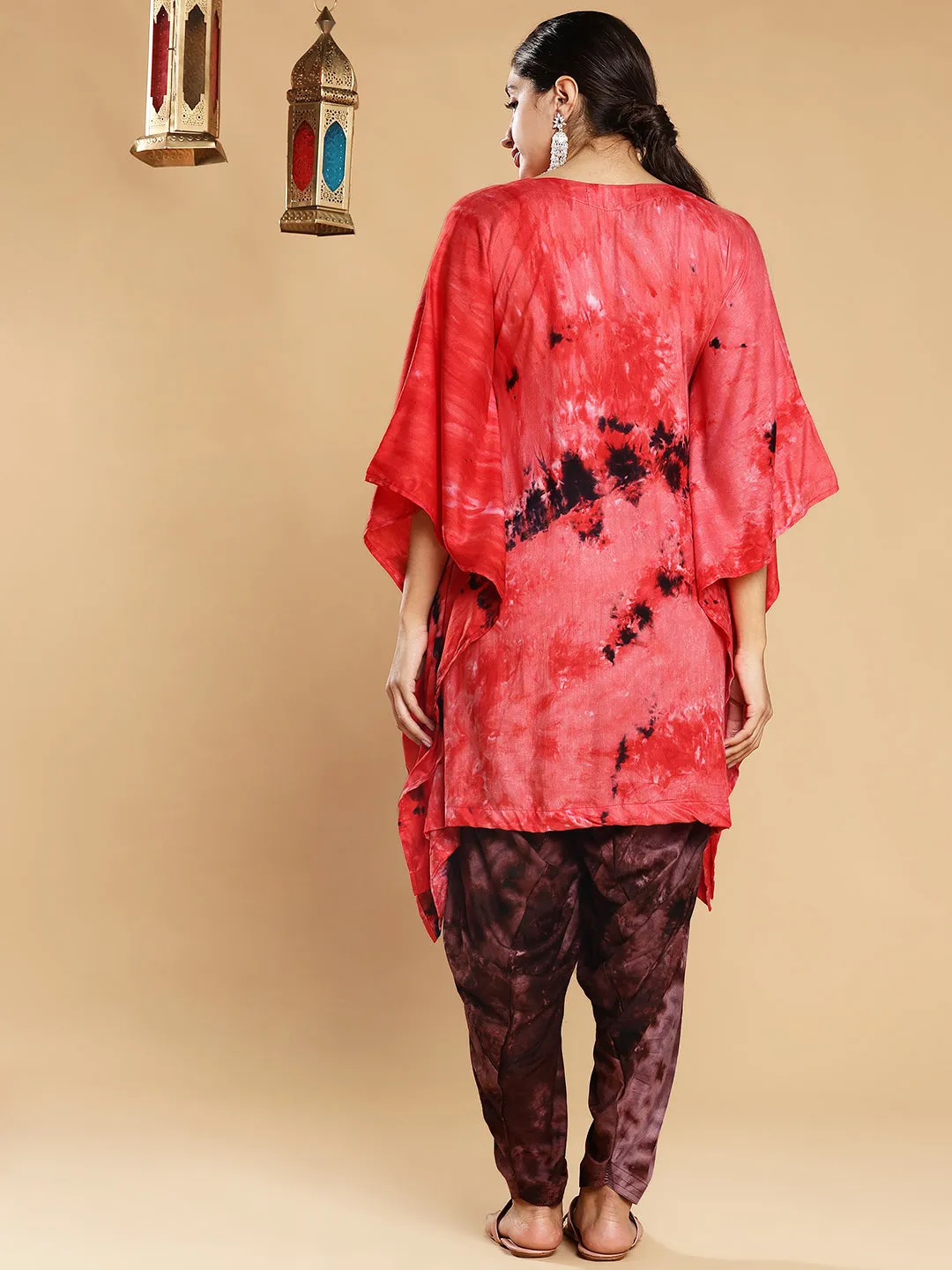 Red Rayon TieDyeKurta - Ruby