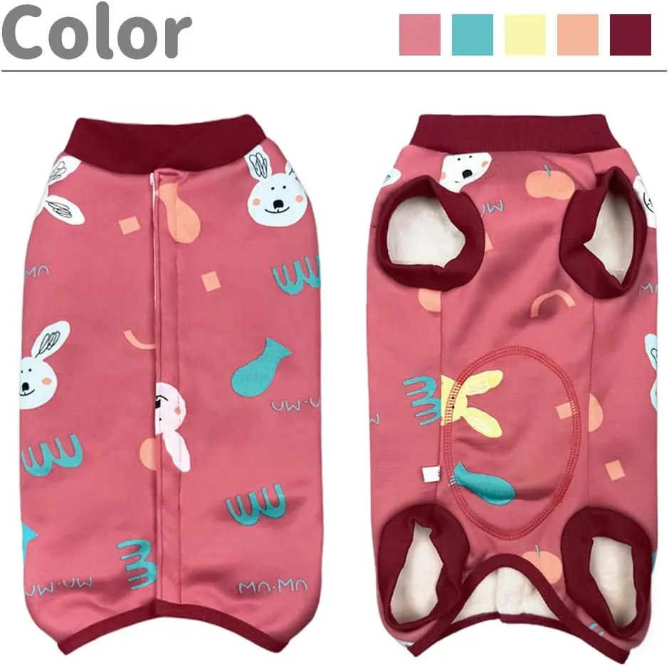 Red Recovery Suit - Post Surgery Shirt for Puppy, Winter Fleece Wound Protective Clothes, Warm Dog Vest, Windproof, Spay Recovery Suit(Red-XS)